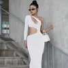 Women's Autumn New Fashion and Sexy Hollow Out One Shoulder Long Sleeved Dress