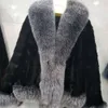 New Fur Haining's Large Collar Mink Skin Coat Women V-Neck Integrated Fox For 1477