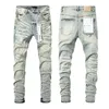 Purple Brand Jeans Mens High Street Jeans Distressed Dirty Jeans Washed Water Straight Leg Pants