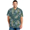 Camisa masculina de manga curta de verão com estampa digital 3D havaiana à beira-mar planta conjunto de praia