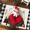 Table Mats 4Pcs Christmas Linen Meal Mat Nutcrackers Xmas Snowman Placemats Set Winter Family Dining Decoration Vintage