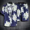 Designer Suit Summer Beach Tourism Set for Mens Short Sleeved Shirts Trendy Colored Hawaiian Shorts Two Piece Kk3k