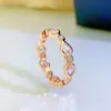 Cluster Rings Spring Qiaoer Vintage 18K Rose Gold Plated Pear Cut High Carbon Diamond S925 Silver smycken Bröllopsband Förlovningsring