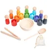 D7WF Kleur bijpassende dozen Montessori Vroeg leren speelgoed Houten figuurpoppen en bekers 240307