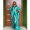 Vêtements ethniques Robe de mariée élégante femmes col en V à manches longues bohème imprimé satin maxi robe décontractée robe de soirée africaine femme