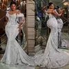 2024 Luxo Plus Size Aso Ebi Vestidos de Noiva Vestidos de Noiva para Noiva Sereia Sheer Neck Frisado Renda Tassel Cristais Vestidos de Casamento para Mulheres Negras Africanas Meninas NW139