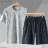 Men's Tracksuits Mens set summer T-shirt short sleeved set Plus size 10XL fashionable casual summer top short sleeved mens oversized set cool Q240314