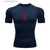 T-shirts pour hommes Chemise de compression pour hommes Sports Running Tight Fitness Gym Sportswear Entraînement sportif Séchage rapide Top été Y240314