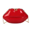 Bag Portable PVC Crossbody Handbags Solid Lips Women Chain Messenger Bags Ladies Fashion Mini Zipper Shoulder
