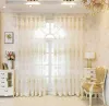 Curtains Luxurious Romantic Flowers with Beads Embossed Embroidery Sheer Curtains for Bedroom Colorful Jacquard Living Room Window Drapes