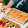 Bambus-Sushi-Brett, japanische und koreanische Küche, rechteckiges Tablett, Servierplatte, Kochen, Sashimi-Geschirr, Holzplatte 240304