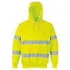 Mens Hoodies High Visibility Safety Hooded Reflective Workwear Pullover Fleece with Tripes Sweatshirts Male