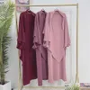 Ropa étnica Vestido de oración Crepe Conjunto de 2 piezas Mujeres musulmanas Mangas largas Abaya Vestido Dos capas Khimar Hijab Bufanda Islámica Jilbab Drop DHVN7