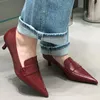 Female 4.5cm Heels Footwear Wine Red Women Pumps Slides Shoes Fashion Pointed Toe Shallow Ladies Medium Heels Shoes 240312