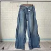 Jeans ondulés pour hommes et femmes, tissu lourd délavé bleu, taille Extra grande, à la mode