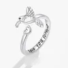 Anillos de racimo 925 plata esterlina personalizado colibrí hueco corazón anillo para mujeres niñas simple moda ajustable boda hecha a mano