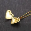 Light Heart Locket Pendants For Women Män Öppnande fotoram Glossy 14K Guldhalsband Familj Love Collar