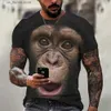 T-shirts pour hommes T-shirts pour hommes drôles Monkey 3D Tops de mode imprimés à manches courtes T-shirt d'été décontracté pour homme O-Cou Lâche Vêtements surdimensionnés Y240314