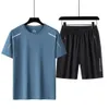 Ensemble de sport décontracté d'été pour hommes, T-shirt à manches courtes et Short, sensation de glace, ensembles deux pièces à la mode pour hommes