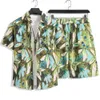 Designer Suit Ice Silk Set Hawaii Season Short Sleeved Mens Shirts Beach Vacation Leisure Loose Shorts Fashion W8ua