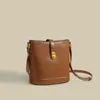 LOERSS Cow Leather Vintage Bucket Bag for Womens Commuting Fashion Shoulder Bag Casual Crossbody Bag Female Niche Handbag 240309