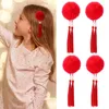 Accessoires de cheveux Oaoleer 2 pièces/ensemble Style chinois gland épingle à cheveux pour enfants fille belle peluche boule pince Barrettes chapeaux accessoires