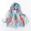 Halsdukar halsdukar för kvinnor lätt tryckt blommor mönster halsduk sjal mode silkes hår pansy liten