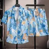 Designer Suit Hawaiian Seaside Vacation Set Mens Loose Fitting Casual Couple Trendy Brand Short Sleeved Floral Shirt Beach Two-piece H5dt