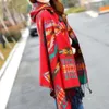 Ladies Warm Winter Hooded Wrap Poncho Wool Scarves Cape Mantle Ponchos And Capes Aztec Outwear Casacos Femininos Tippet1253D