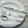 Dinnerware Sets Silver Plated Luxury Cutlery Steak Knife Fork Dinner Spoon Soup Dessert Spoons Western Wedding Silverware Kitchen