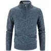 メンズセーター冬のメンズフリース厚いセーターハーフジッパータートルネックウォームプルオーバー品質雄のスリムニットウールセーターのスプリング2311114L2402