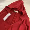 Sweat à capuche rouge pour femmes, Version avec cordon de serrage, col en v ample, très avancé et Durable, grand corps fin, MAR2024