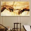 Kalligrafie Schepping van Adam Hand van god Religie muurschildering beroemd schilderij 100% handgeschilderd van Michelangelo Sixtijnse kapel voor thuis