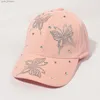 Casquettes de balle C Femmes Courbe Bill Papillon Strass Été UV Protection Papa Chapeau Sun Beach Accessoire Pour Hiphop Sports L240315