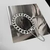 Bracciale Kpop Catene di metallo in acciaio inossidabile Bracciali per donna Uomo Punk Sliver Catena a maglia cubana Bracciale con ciondoli classici GioielliL2403