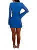 Casual Dresses Women Y2k Low-Cut Ruffles Trim Mini Dress Sexy Cutout Long Sleeve Bodycon Plain Front Tie-Up Cocktail Party Club