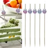 Forks Bamboo Toothpicks Cocktail Drink Picks Elegant Faux Pearl Flower Fruit For Buffet Cupcake Decoration 100 Kitchen
