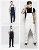 Men's Jeans Women Rompers Overalls One Piece Washing Ankle Length Pencil Pants High Street Pockets Slight Strech Patchwork Solid