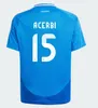 24 25 Italia Chiesa Soccer Jerseys 2024 Hem och bort Italien Raspadori Verratti Barella Shirt Totti Lorenzo Politano Special Miretti Football Uniform