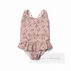 Little Girls Rainbow Polka prickar tryckt i ett stycke Swimsuit Toddler Kids Backless Suspender Badkläder Summer Beach Pool Sport Baddräkter Child Spa Swimming Z7176