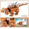 Figury zabawek akcji 670pcs 6 w 1 Transformation Robot Dinosaur Building Builds Zgromadzenie Dino Construction Figures Cegły Edukacyjne zabawki dla dzieci LDD240314