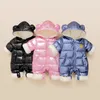 Jassen Winter Born Kinderjas Waterdichte jas Plus Fluwelen babymeisjeskleding Snowsuit Jongen Rompertjes Peuter Manteloverall met capuchon