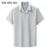 Męskie koszule 7xl 6xl 8xl Klasyczne klasyczne zabytkowe letnie luźne luźne kołnierz marki męskiej marki