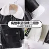 女の子のパッド入り革のジャケットスエード濃厚な暖かいコートキッズバイクのアウターウェア冬の秋の子供コットン服240304