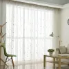 Cortinas bordadas florais brancas de tule, cortinas para sala de estar, voile europeu, cortinas transparentes para quarto, cozinha