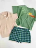 T-shirt per bambini Set 24 Nuovi prodotti estivi per ragazzi Ragazze Kp Modal Cotton Top in maglia fresca Ragazze Bell Bottoms Abbigliamento per bambini Ragazze ldd240314