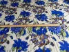 Tyg 1 meter x 1,35 meter blå målning Floral Silk Cotton Tyg för klänningskjorta