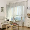 Cortinas de tule com listras de fio prateado branco puro brilhante para sala de estar moderna e simples tela de janela para quarto persianas de voile para janelas