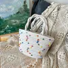 Simple Niche Design Holiday Mori Twist Handheld Cute Color Bean Cotton Rope Woven Straw Bag