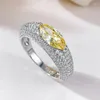 Pierścienie klastra 925 Srebrny luksusowy zestaw z pełnym diamentem 5 10 żółty konno Pierścień spersonalizowany do codziennego stylu na Instagramie